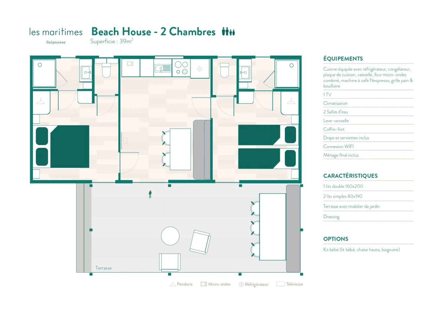 Model 1 - Each accommodation is unique: décor, layout and colours may vary from the photos. The Rivages spirit never changes.