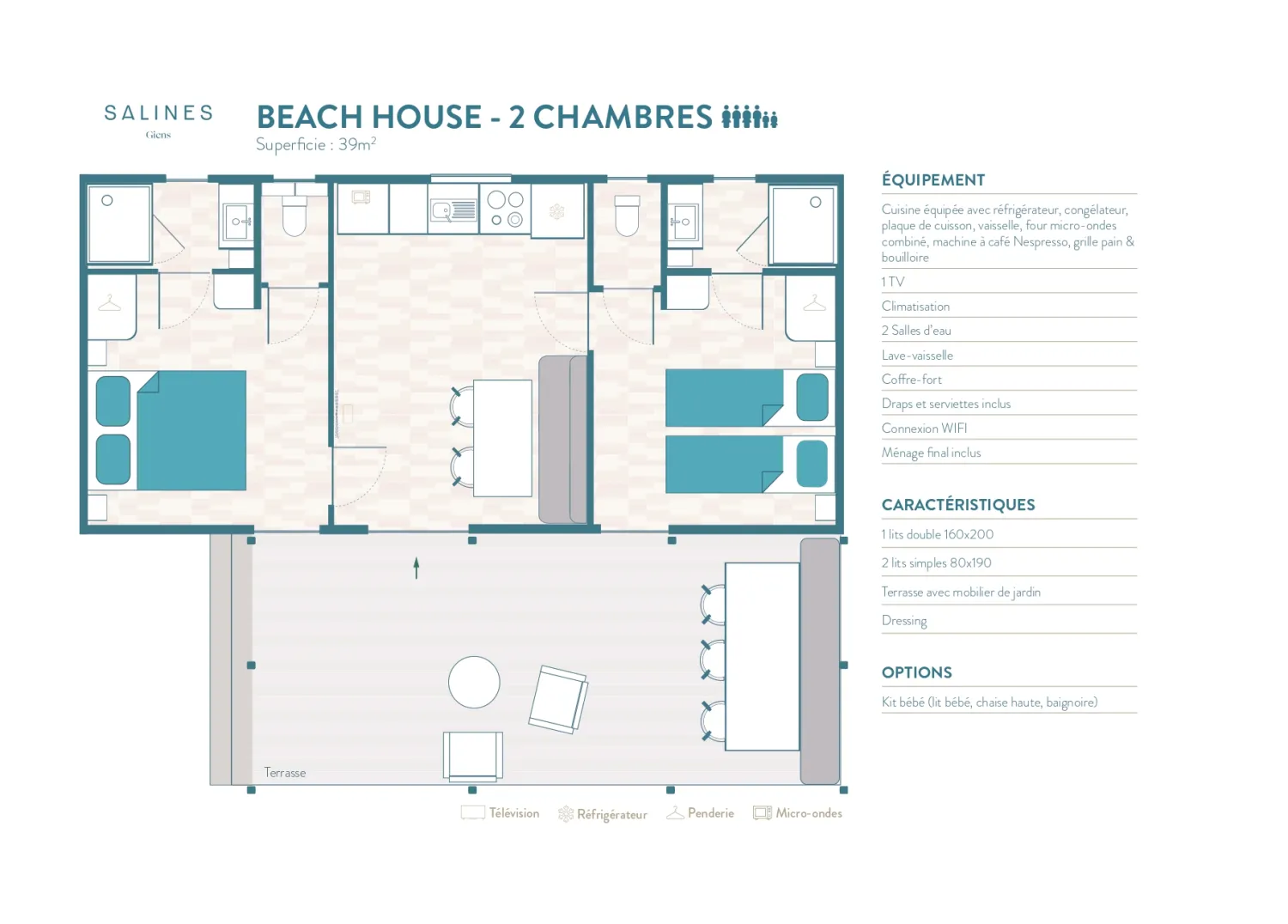 Elke accommodatie is uniek: inrichting, indeling en kleuren kunnen afwijken van de foto’s. De Rivages-sfeer verandert nooit.