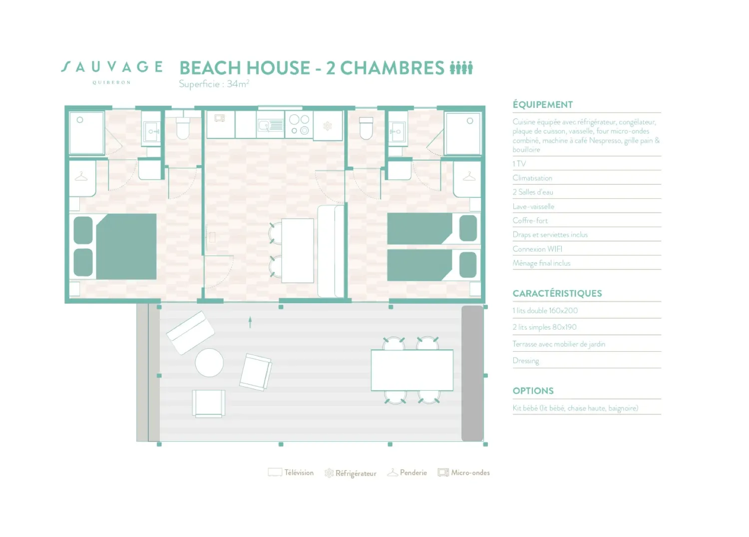 Each accommodation is unique: décor, layout and colours may vary from the photos. The Rivages spirit never changes.
