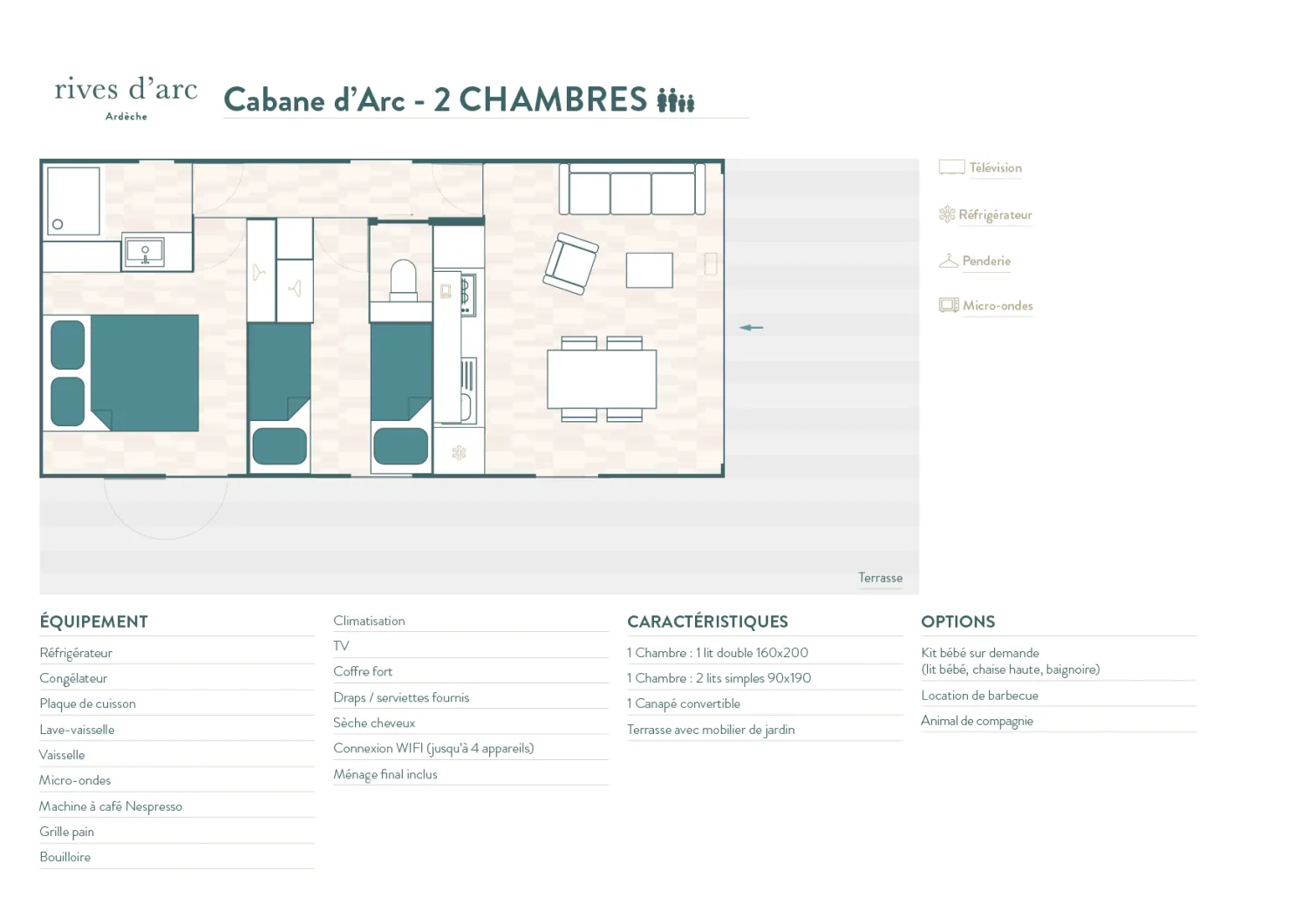 Model 1 - Each accommodation is unique: décor, layout and colours may vary from the photos. The Rivages spirit never changes.