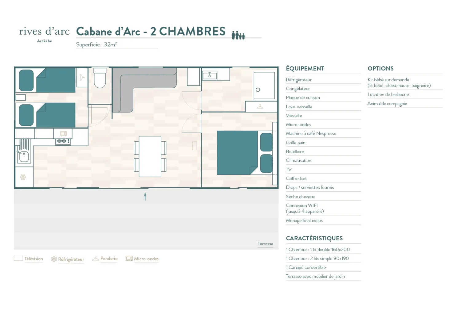 Model 2 - Each accommodation is unique: décor, layout and colours may vary from the photos. The Rivages spirit never changes.