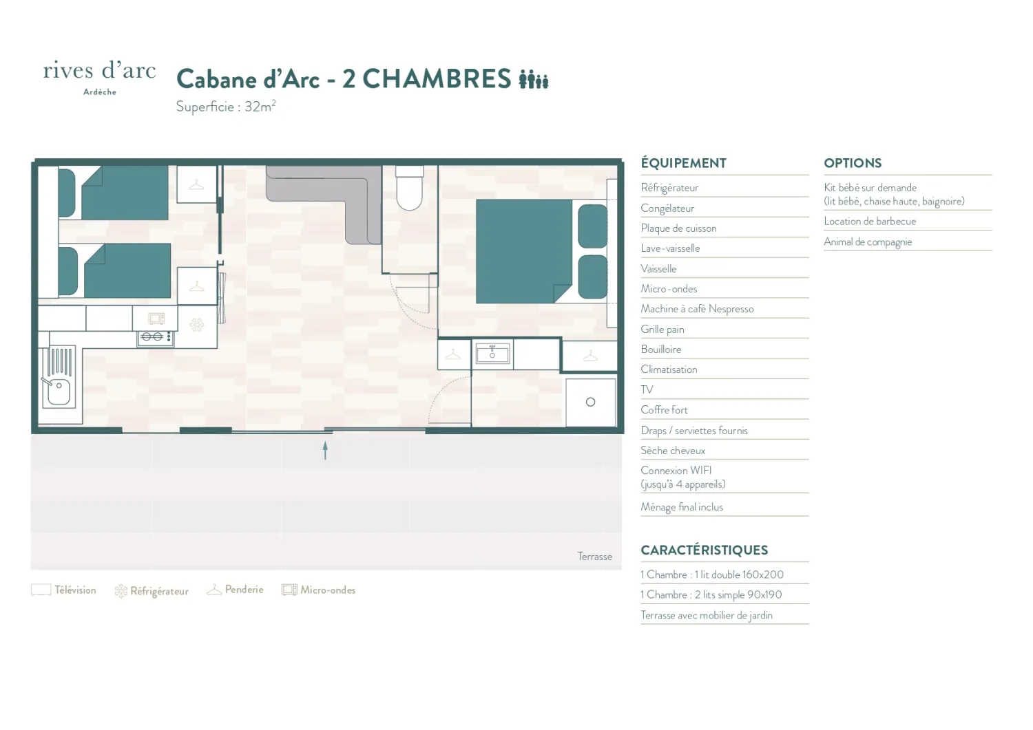 Model 3 - Each accommodation is unique: décor, layout and colours may vary from the photos. The Rivages spirit never changes.