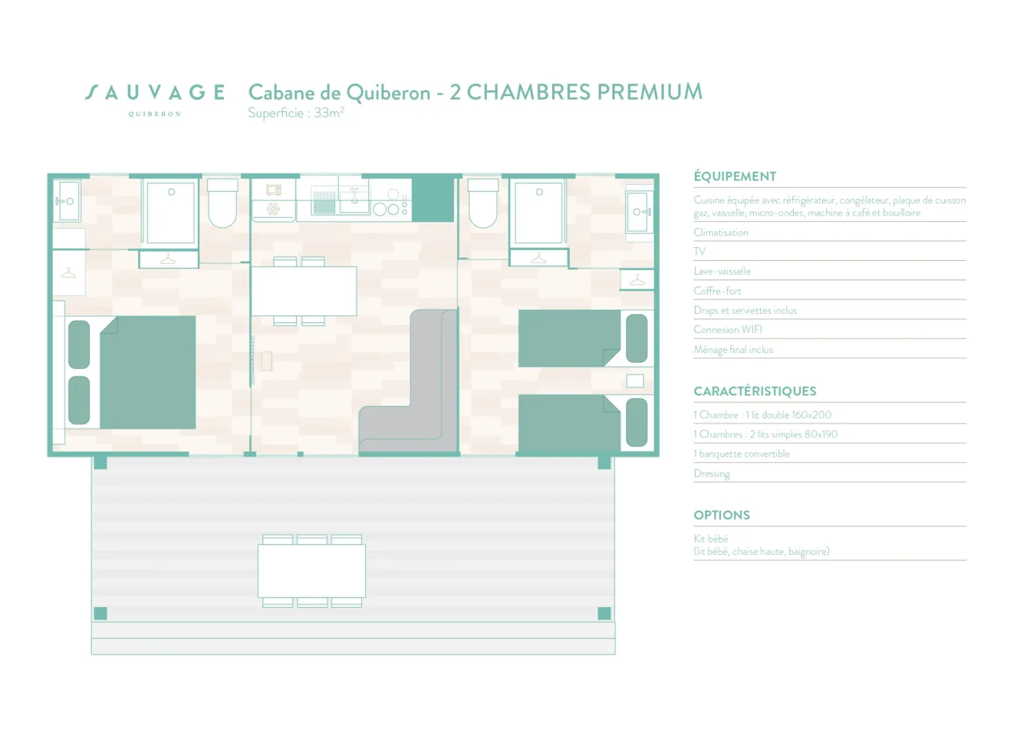 Each accommodation is unique: décor, layout and colours may vary from the photos. The Rivages spirit never changes.