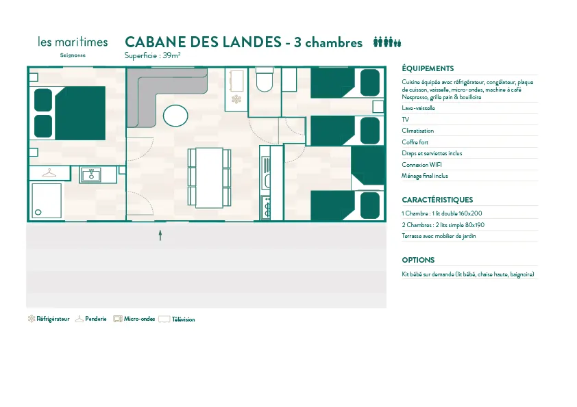 Each accommodation is unique: décor, layout and colours may vary from the photos. The Rivages spirit never changes.