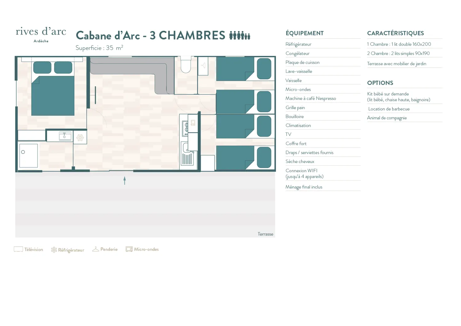 Model 2 - Each accommodation is unique: décor, layout and colours may vary from the photos. The Rivages spirit never changes.