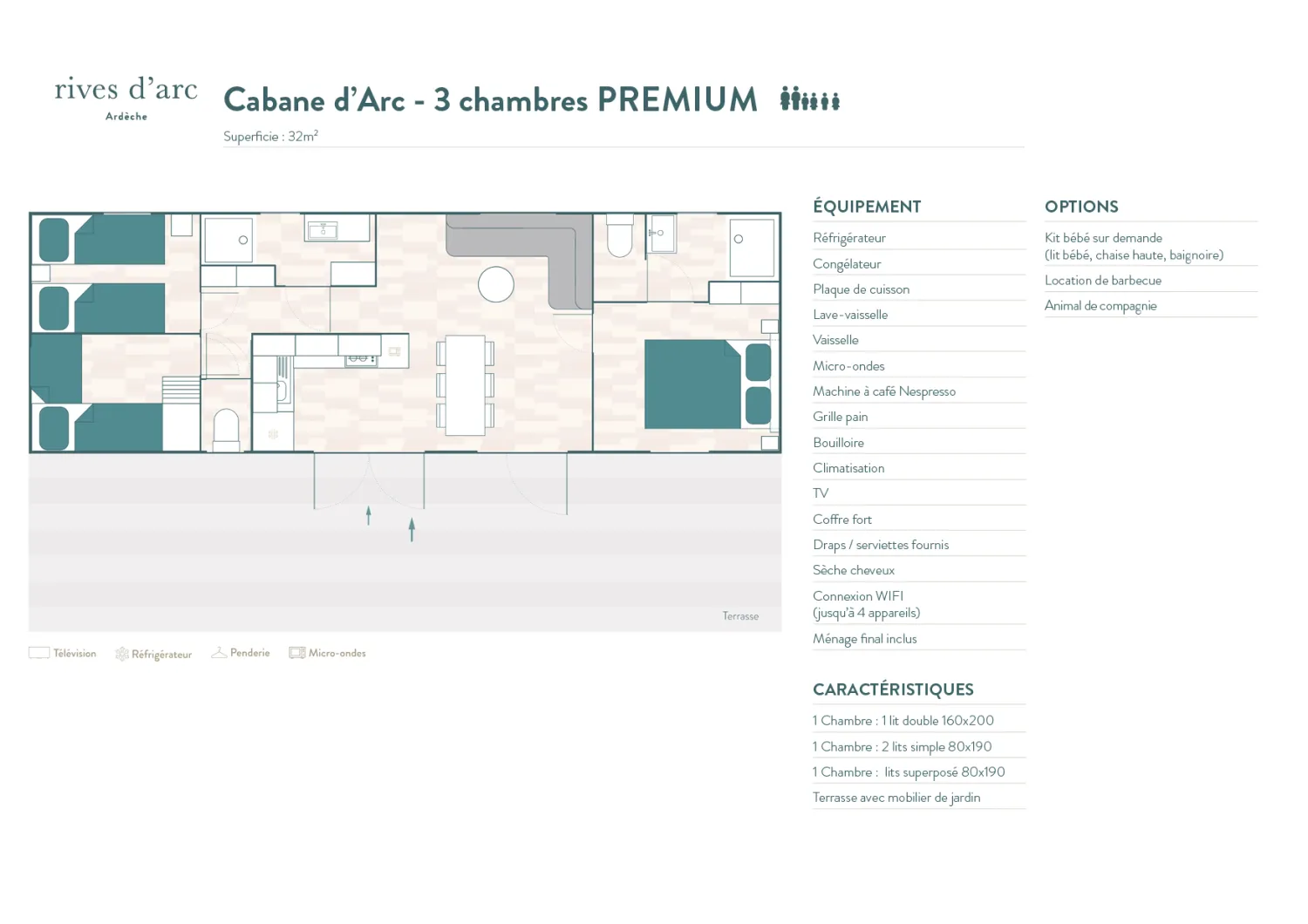 Each accommodation is unique: décor, layout and colours may vary from the photos. The Rivages spirit never changes.